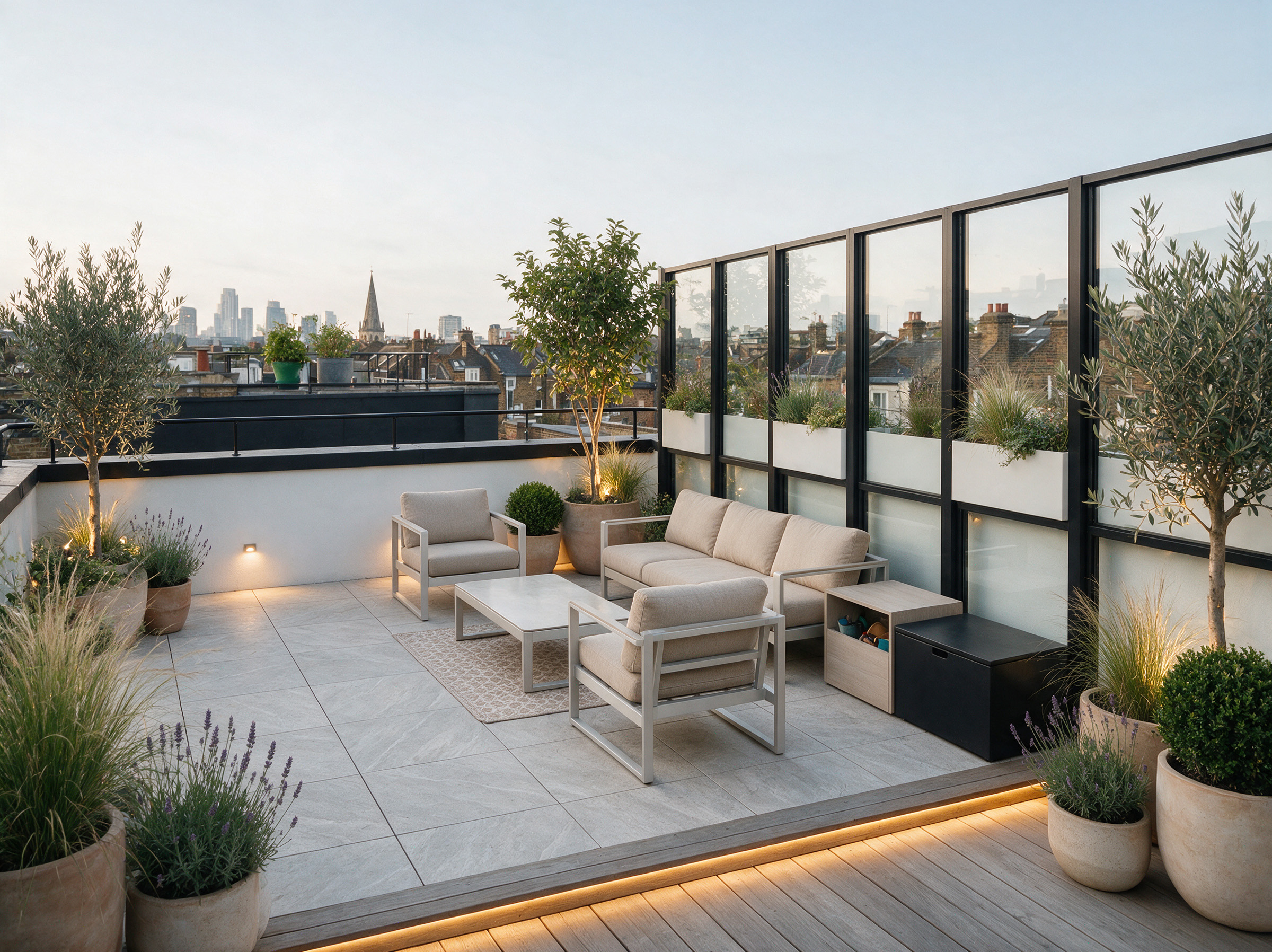 Illustrative compact roof terrace in Hackney